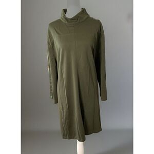 NorthStyle Womens Plus 3X Mock Neck Ponte Tunic Dress Olive Green Stretch NWT